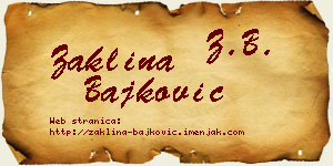 Žaklina Bajković vizit kartica